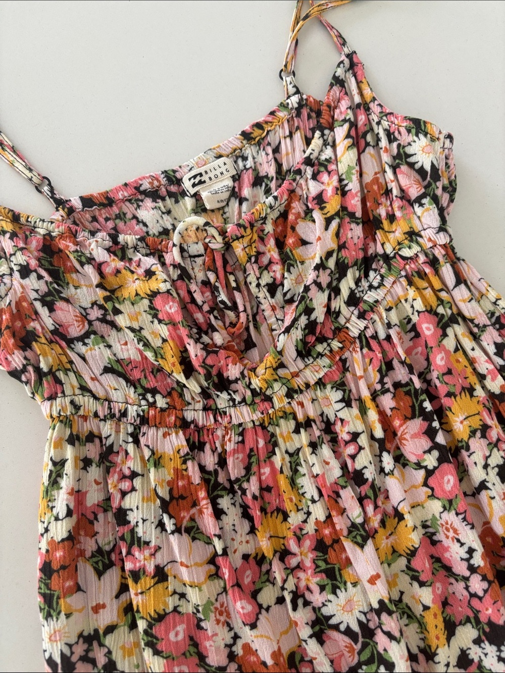 Billabong Floral Mini Dress in Pink, Yellow, Black, White